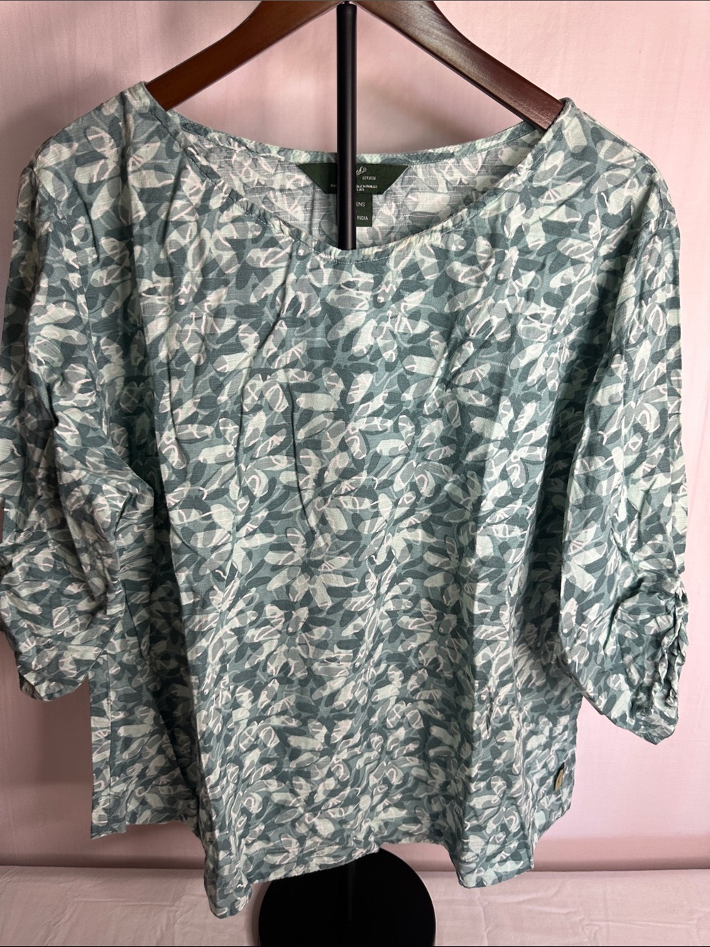 Woolrich Seafoam Green Leaf-Print Women's Blouse